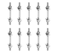 QUARKZMAN 10Pcs M4x55mm 304 Stainless Steel Double End Threaded Stud Screw Bolt With Nuts, Square Flat Washers & Spring Washers Pour House Maintenance, Silver Tone