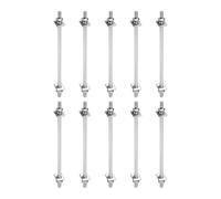 QUARKZMAN 10Pcs M4x90mm 304 Stainless Steel Double End Threaded Stud Screw Bolt With Nuts, Square Flat Washers & Spring Washers Pour House Maintenance, Silver Tone