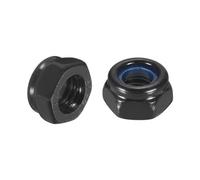 QUARKZMAN 10Pcs M6 x 1 Écrous Hexagonaux Auto-Bloquants à Insert Nylon, 304 Acier Inoxydable Écrous Auto-Bloquants à Insert Nylon pour Fixations Industrielles de Construction, Noir&Bleu