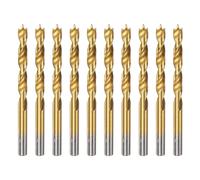 QUARKZMAN 10pcs Mèches À Pointe Brad 7.5mm(19/64") Dia HSS4241 Tige Ronde Droite Mèches À Spirale Métriques Pour Menuiserie Plastique Caoutchouc, Doré