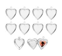 QUARKZMAN 10Pcs Médaillon Photo assure, Charme Rétro En Cuivre Coeur Simple Médaillon Pendentif Pour Women Men DIY Mémoire KeyChains Collier Bracelet Fabrication De Bijoux,