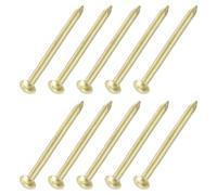 QUARKZMAN 10Pcs Petits Clous Pour Quincaillerie, 4D x 1-1/2" Tête Ronde En Laiton Clou Standard Finition Pour Bricolage Menuiserie Maison Accrochage Photos Projets DIY, Doré