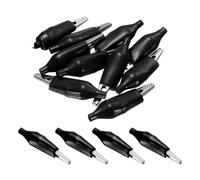 QUARKZMAN 10Pcs Pinces Crocodiles 35mm Grandes Pinces Electriques Isolées En Acier Pour Multimètre Laboratoire Test De Batterie Câble Pince De Connexion, Noir