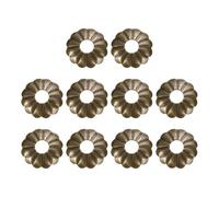 QUARKZMAN 10pcs Plaque Fond Pour Poignee Meuble, 0.79 Pouce Forme Prune Tambour Plaque Fond Radial Laiton Rondelles Decoration Classique Meuble Joint Pour Portes Tiroir Armoire (Bronze Tone)
