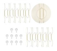 QUARKZMAN 10pcs Porte-Assiettes, 8 Pouces Universel En Acier Inoxydable Porte-Assiettes Invisible Pour Le Mur Support En Forme De W Avec Clou Sans Trace Pour Décorations, Doré
