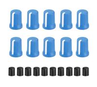 QUARKZMAN 10Pcs Potentiomètres Boutons, Tige Remplacement En Caoutchouc Pour Potentiomètre Bouton Commande Remplacement Bouchon Pour DJ Controller Mixer Console Encodeur Speaker(Bleu Blanc)