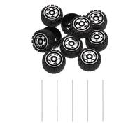 QUARKZMAN 10pcs Roues De Voiture Jouet, 32mmx15mm Rouleau Plastique Et 2mmx100mm Tige Ronde Axes pour DIY RC Voiture Camion Bateau Helicoptere Modele Piece, Gris Argent