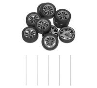 QUARKZMAN 10pcs Roues De Voiture Jouet, 36mmx12mm Rouleau Plastique Et 2mmx100mm Tige Ronde Axes pour DIY RC Voiture Camion Bateau Hélicoptère Modèle Pièce, Gris Argent