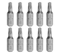 QUARKZMAN 10pcs T20 Torx Screwdriver Bit 1/4" Hex Shank S2 Steel Grey | 25mm/1" Length, Star 6 Point Head Hex Security Screw Driver Bits With Hole Pour Impact Screw Driver Power Tools