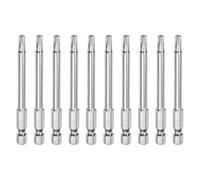 QUARKZMAN 10pcs T25 Security Torx Bit 1/4" Hex Shank 3" Long S2 Steel | Magnetic Tamper Resistant Star Bits, Screwdriver Torx Head With Hole Pour Driver Drill Bits, Remove Fastening Screws