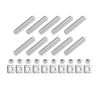 QUARKZMAN 10pcs Tige Filetée Complète 1/4"-20 UNC, 30mm/1.2" Tiges Filetées à Mouvement Linéaire Droite Acier Inoxydable 304 avec Écrous Hexagonaux Rondelle Carré pour Serre-Joints U-Boulons