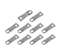 QUARKZMAN 10Pcs Tirettes De Fermeture Éclair, 1.5 Pouce Tirettes En Alliage De Zinc Remplacement Pour Fermetures Éclair À Coudre Pour Valises Vêtements Vestes Sacs À Dos Bottes, Gris