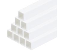 QUARKZMAN 10Pcs Tube en Plastique Modèle ABS Tube Carré 8x8x250mm Blanc Facile à Travailler pour la Réalisation de Maquettes Architecturales Diy