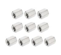QUARKZMAN 10Pcs UNC 1/4"-20 Ecrous D'Accouplement, Longueur 12mm 304 Acier Inoxydable Hexagonal Rondelle Ecrou Connecteur Filetage Complet Fixations, Ton Argenté