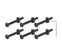 QUARKZMAN 10Pcs Vis à Tête Hexagonale Avec Écrous à Barillet, M6 x 60mm Écrous de Baril de Boulon de Lit de Meubles de Douille Avec la Clé pour des Lits de Chaises, Noir