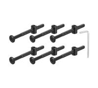 QUARKZMAN 10Pcs Vis à Tête Hexagonale Avec Écrous à Barillet, M6 x 70mm Écrous de Baril de Boulon de Lit de Meubles de Douille Avec la Clé pour des Lits de Chaises, Noir