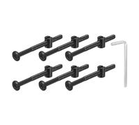 QUARKZMAN 10Pcs Vis à Tête Hexagonale Avec Écrous à Barillet, M6 x 75mm Écrous de Baril de Boulon de Lit de Meubles de Douille Avec la Clé pour des Lits de Chaises, Noir