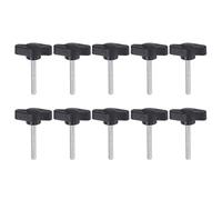 QUARKZMAN 10Pcs Vis de Serrage Étoile à Oreilles M4 x 30 mm Filetage Mâle Standard Boutons en Plastique T/Z Poignées Réglables de Serrage à Main, Noir