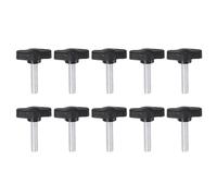QUARKZMAN 10Pcs Vis de Serrage Étoile en T à Oreilles M6 x 25mm Filetage Mâle 27mm Tête en Plastique Boutons T Poignées Réglables de Serrage à Main Grip, Noire