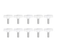 QUARKZMAN 10Pcs Vis de Serrage Étoile en T Vis à Oreilles M6 x 16mm Filetage Mâle Standard Plastique Boutons T/Z Poignées Réglables Boutons de Serrage Manuels Poignée Vis Moletée, Blanc