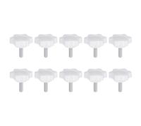 QUARKZMAN 10Pcs Vis de Serrage Étoile M4 x 14mm Filetage Mâle 25mm Plastique 6 Points Bouton de Goujon de Tête, Serrage Manuel, Vis de Serrage, Poignée Filetée de Remplacement, Blanc