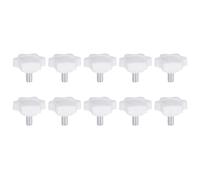 QUARKZMAN 10Pcs Vis de Serrage Étoile M5 x 10mm Filetage Mâle 25mm Plastique 6 Points Bouton de Goujon de Tête, Serrage Manuel, Vis de Serrage, Poignée Filetée de Remplacement, Blanc