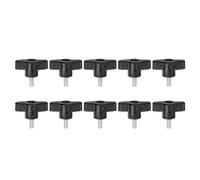 QUARKZMAN 10Pcs Vis de Serrage Étoile M5 x 12mm Filetage Mâle Plastique Boutons de Goujon en T Poignées Filetées en T Serrage Manuel Vis à Oreilles, Noir