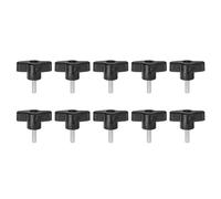 QUARKZMAN 10Pcs Vis de Serrage Étoile M5 x 16mm Filetage Mâle Plastique Boutons de Goujon en T Poignées Filetées en T Serrage Manuel Vis à Oreilles, Noir
