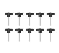 QUARKZMAN 10Pcs Vis de Serrage Étoile M5 x 45mm Filetage Mâle Plastique Boutons de Goujon en T Poignées Filetées en T Serrage Manuel Vis à Oreilles, Noir