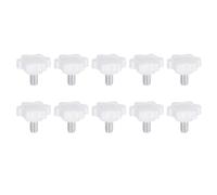 QUARKZMAN 10Pcs Vis de Serrage Étoile M6 x 10mm Filetage Mâle 25mm Plastique 6 Points Bouton de Goujon de Tête, Serrage Manuel, Vis de Serrage, Poignée Filetée de Remplacement, Blanc