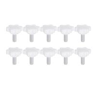 QUARKZMAN 10Pcs Vis de Serrage Étoile M6 x 14mm Filetage Mâle 25mm Plastique 6 Points Bouton de Goujon de Tête, Serrage Manuel, Vis de Serrage, Poignée Filetée de Remplacement, Blanc