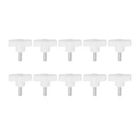 QUARKZMAN 10Pcs Vis de Serrage Étoile M6 x 16mm Boutons Mâles en Plastique Tee Stud T Poignées Filetées Serrage à la Main Vis à Oreilles, Blanche