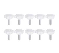 QUARKZMAN 10Pcs Vis de Serrage Étoile M6 x 16mm Filetage Mâle 25mm Plastique 6 Points Bouton de Goujon de Tête, Serrage Manuel, Vis de Serrage, Poignée Filetée de Remplacement, Blanc