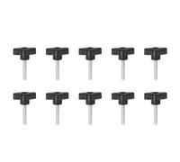 QUARKZMAN 10Pcs Vis de Serrage Étoile M6 x 35mm Filetage Mâle Plastique Boutons de Goujon en T Poignées Filetées en T Serrage Manuel Vis à Oreilles, Noir
