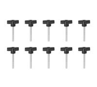 QUARKZMAN 10Pcs Vis de Serrage Étoile M6 x 50mm Filetage Mâle Plastique Boutons de Goujon en T Poignées Filetées en T Serrage Manuel Vis à Oreilles, Noir
