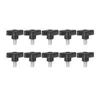 QUARKZMAN 10Pcs Vis de Serrage Étoile M8 x 12mm Filetage Mâle Plastique Boutons de Goujon en T Poignées Filetées en T Serrage Manuel Vis à Oreilles, Noir