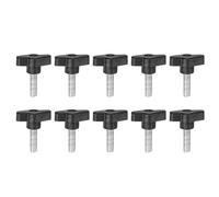 QUARKZMAN 10Pcs Vis de Serrage Étoile M8 x 25mm Filetage Mâle Plastique Boutons de Goujon en T Poignées Filetées en T Serrage Manuel Vis à Oreilles, Noir