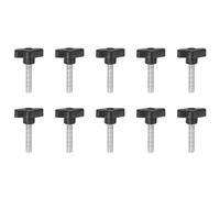 QUARKZMAN 10Pcs Vis de Serrage Étoile M8 x 35mm Filetage Mâle Plastique Boutons de Goujon en T Poignées Filetées en T Serrage Manuel Vis à Oreilles, Noir