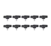 QUARKZMAN 10Pcs Vis de Serrage Étoile Vis à Oreilles M4 x 8mm Filetage Mâle Standard Boutons en Plastique T/Z Poignées Réglables Poignées de Serrage à Main Vis à Oreilles, Noires