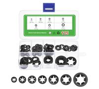 QUARKZMAN 115Pcs Assortment Rondelles À Dents Internes, Rondelles Blocage À Dents 65Mn Rapides Pour Écrous, Fixation Antidérapante, 7 Tailles, Noir