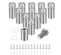 QUARKZMAN 12 Pcs 1/2" X 1-1/5" Vis de Fixation en Acier Inoxydable pour Panneaux Publicitaires en Verre Acrylique, Kit de Quincaillerie de Montage Mural avec 14 Vis, Argent Brossé