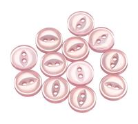 QUARKZMAN 12 Pcs Boutons Ronds à Œil de Poisson, 10mm Diamètre Boutons à Coudre de Couture en Résine à 2 Trous pour Remplacement Vêtements DIY Artisanat Décoration Loisirs Créatifs, Rose
