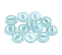 QUARKZMAN 12 Pcs Boutons Ronds à Œil de Poisson, 10mm Diamètre Boutons à Coudre de Couture en Résine à 2 Trous pour Remplacement Vêtements DIY Artisanat Loisirs Créatifs, Bleu Clair