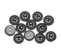 QUARKZMAN 12 Pcs Boutons Ronds à Œil de Poisson, 11.5mm Diamètre Boutons à Coudre de Couture en Résine à 2 Trous pour Remplacement Vêtements DIY Artisanat Décoration Loisirs Créatifs, Noir