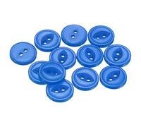QUARKZMAN 12 Pcs Boutons Ronds à Œil de Poisson, 12.5mm Diamètre Boutons à Coudre de Couture en Résine à 2 Trous pour Remplacement Vêtements DIY Artisanat Loisirs Créatifs, Bleu Vif