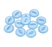 QUARKZMAN 12 Pcs Boutons Ronds à Œil de Poisson, 15mm Diamètre Boutons à Coudre de Couture en Résine à 2 Trous pour Remplacement Vêtements DIY Artisanat Loisirs Créatifs, Bleu Ciel