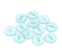 QUARKZMAN 12 Pcs Boutons Ronds à Œil de Poisson, 18mm Diamètre Boutons à Coudre de Couture en Résine à 2 Trous pour Remplacement Vêtements DIY Artisanat Loisirs Créatifs, Bleu Clair
