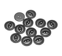 QUARKZMAN 12 Pcs Boutons Ronds à Œil de Poisson, 20mm Diamètre Boutons à Coudre de Couture en Résine à 2 Trous pour Remplacement Vêtements DIY Artisanat Décoration Loisirs Créatifs, Noir