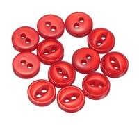 QUARKZMAN 12 Pcs Boutons Ronds à Œil de Poisson, 9mm Diamètre Boutons à Coudre de Couture en Résine à 2 Trous pour Remplacement Vêtements DIY Artisanat Décoration Loisirs Créatifs, Rouge