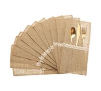 QUARKZMAN 12 Pcs Burlap Lace Porte-Couverts Pochette à Couverts 4" x 8" | Sac en Toile de Jute, Sac à Serviette, en Jute Naturel, en Argenterie, en Toile de Jute
